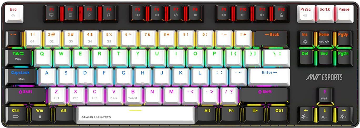 Ant Esports MK4500 Pro TKL I Red Switch 87 Keys Mechanical 2.4G/BT5.0/Wired Wireless Standard Gaming Keyboard Compatible with Desktop, Laptop, Mac multimedia_keys,MK4500 Pro-image-48