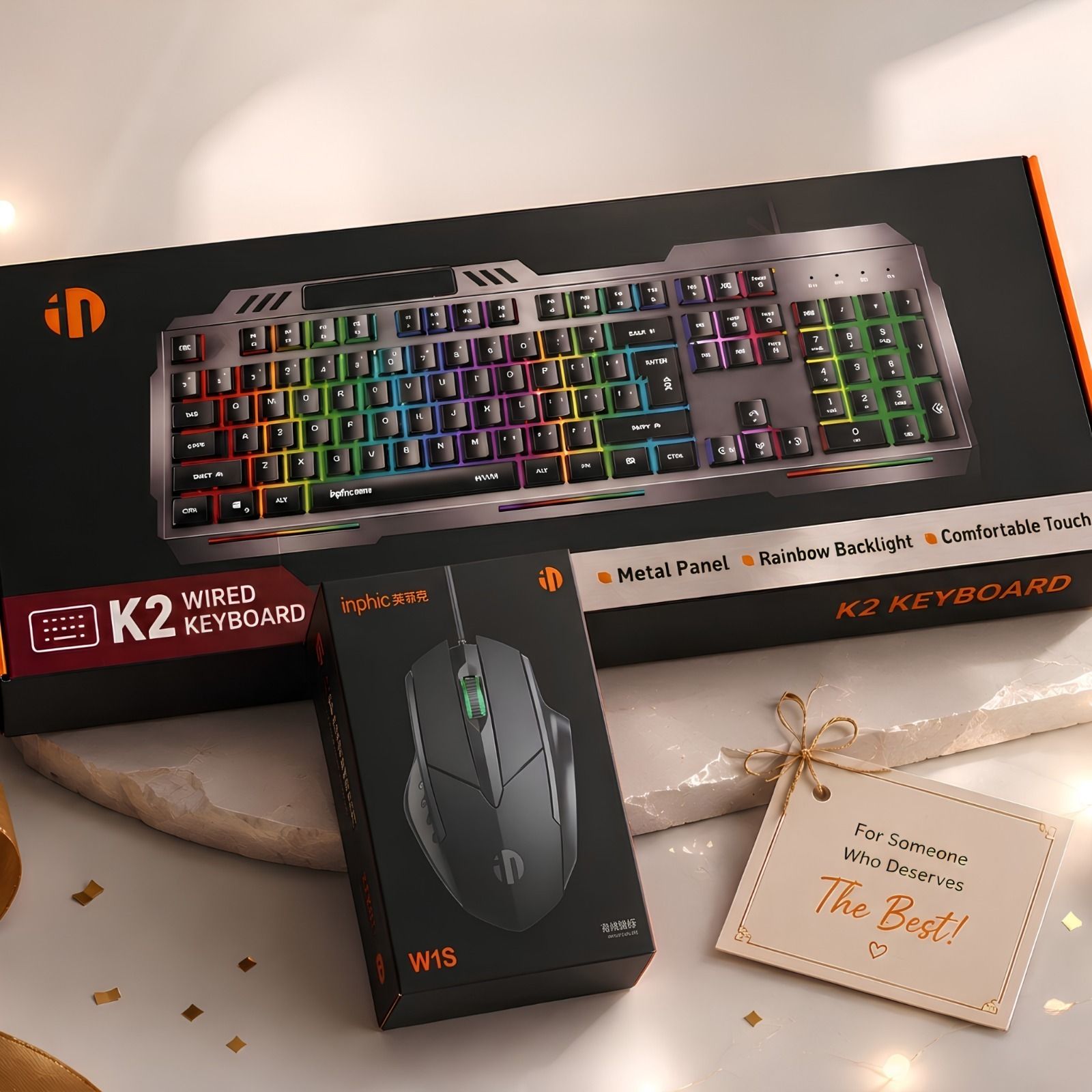 INPHIC K2+W1S Wired USB Standard Gaming Keyboard Compatible with Desktop, Laptop-image-29