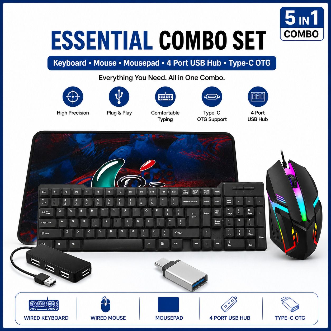 RB TECH GAMING COMBO 5 IN 1 SET Wired USB Standard Gaming Keyboard Compatible with Desktop, iPad, Laptop, Mac, Tablet-picture-13