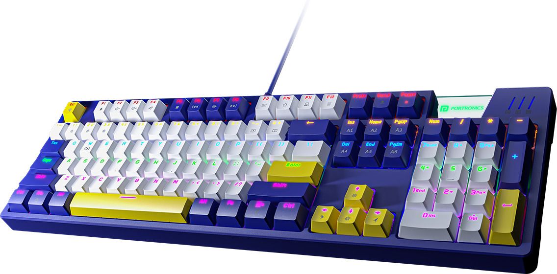Portronics K1 Mechanical Gaming Keyboard with Blue Switches, 20+ RGB Backlighting Modes Wired USB Handheld Gaming Keyboard Compatible with Desktop, Laptop, Mac Easy to Use,Plug and Play,Quick, Comfy Durable body-picture-22