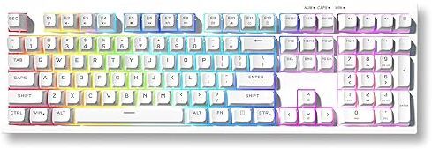 Azoth White 108 Keys Gaming Membrane Keyboard, RGB Backlit with 15 Modes Wired USB Tenkeyless Gaming Keyboard Compatible with Desktop, Laptop, Mac, Tablet-picture-13