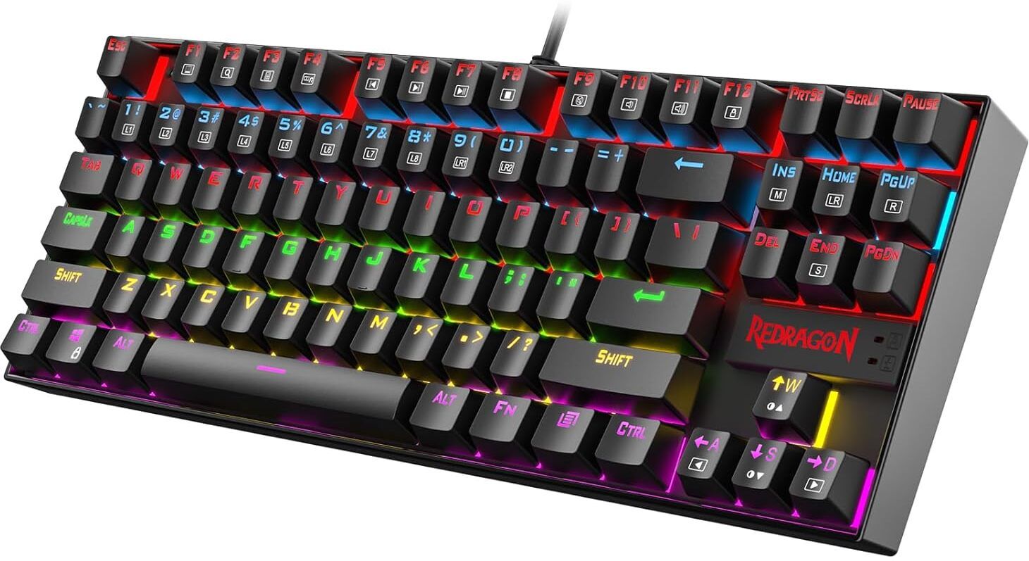 Redragon (Open Box) Kumara K552 Rainbow LED Backlit Mechanical Wired USB Tenkeyless Gaming Keyboard Compatible with Desktop, Laptop, Tablet-image-48
