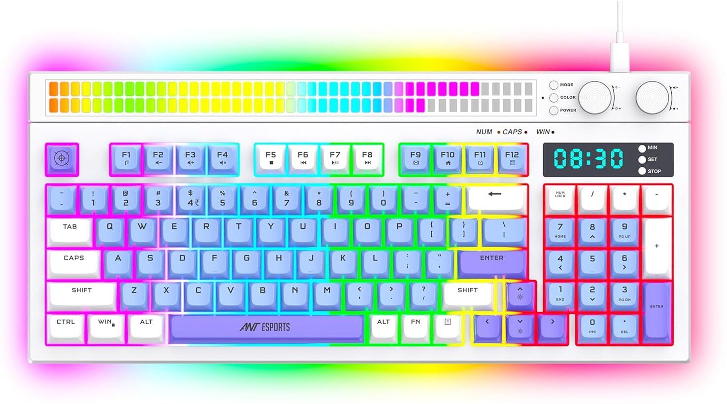Ant Esports MK1900 RGB keyboard with Volume Knob & Alarm Clock Wired USB Standard Gaming Keyboard Compatible with Laptop, Mac, Desktop-picture-32