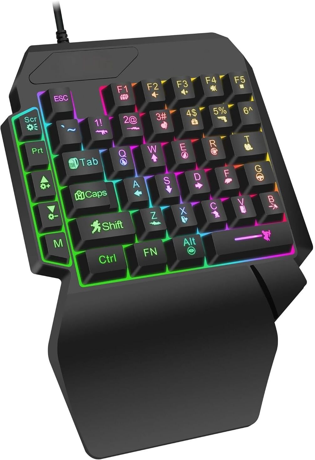 GAMESOUL F6 RGB One Handed Mechanical Gaming Keyboard with rgb backlit Wired USB Handheld Gaming Keyboard Compatible with Desktop, iPad, Laptop, Mac, Tablet-image-35