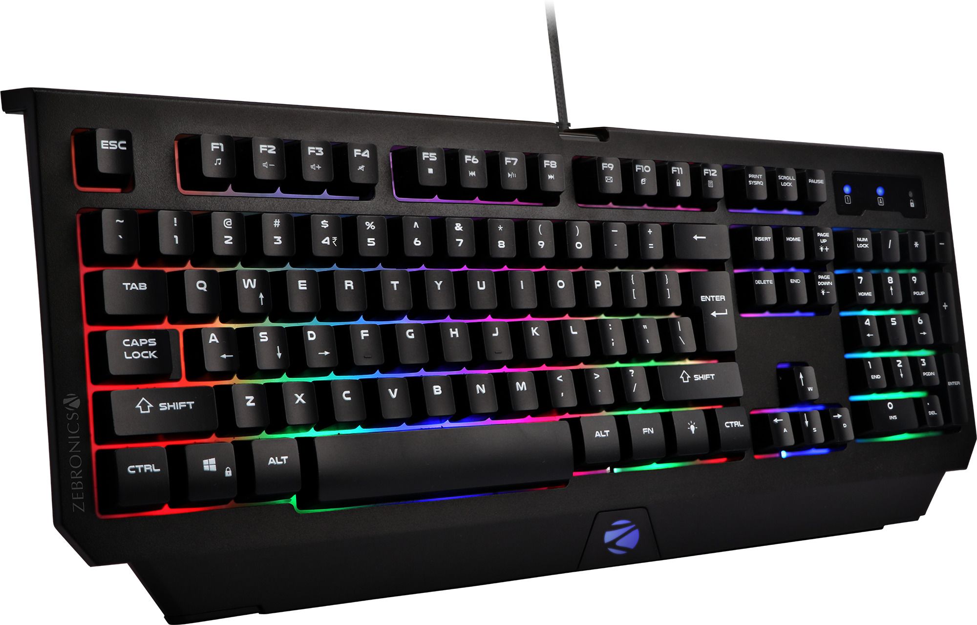 ZEBRONICS Transformer K2 Wired USB Standard Desktop Keyboard Compatible with Desktop, Laptop, Mac 104 Keys, Multi-Color LED, 1.8m Braided Cable, Multicolor LED Laser Keycaps-image-12
