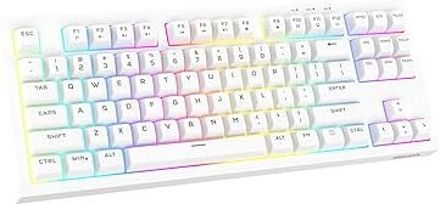 Azoth Onyx White 87 Keys Gaming Membrane Keyboard, RGB Backlit with 9 Modes, Type C Wired USB Tenkeyless Gaming Keyboard Compatible with Desktop, Laptop, Mac, Tablet-image-48