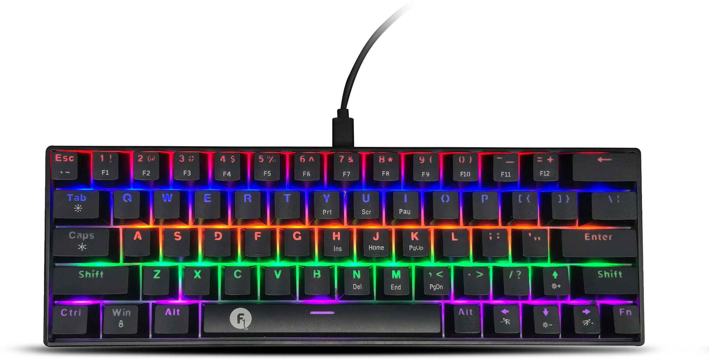 Frontech 63-Key Mechanical Gaming Keyboard | Rainbow Backlit | 26 Anti-Ghosting Keys | Wired USB Standard Gaming Keyboard Compatible with Desktop-picture-40