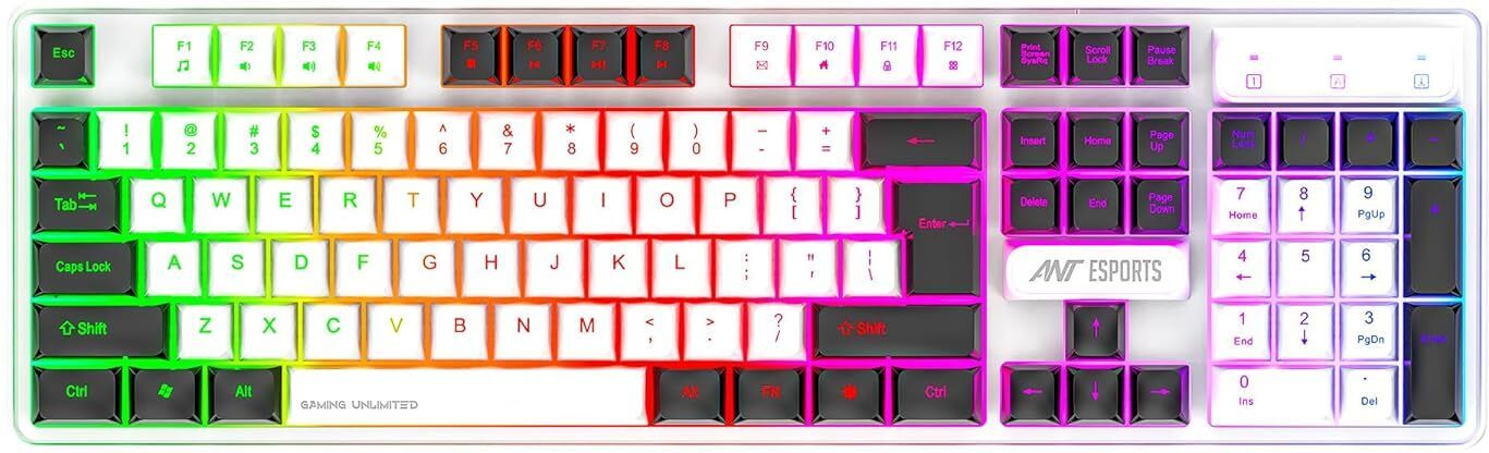 Ant Esports MK1700 Membrane USB-A Connection, Quiet Keystrokes, 12 Multimedia Function Keys Wired USB Standard Gaming Keyboard Compatible with Desktop, Laptop, Mac with gaming mode ,multimedia_keys,Ant Esports MK 1700 Wired Membrane Gaming Keyboard –with Backlit RGB LED, USB-A Connection, Quiet Keystrokes, 12 Multimedia Function Keys-image-2