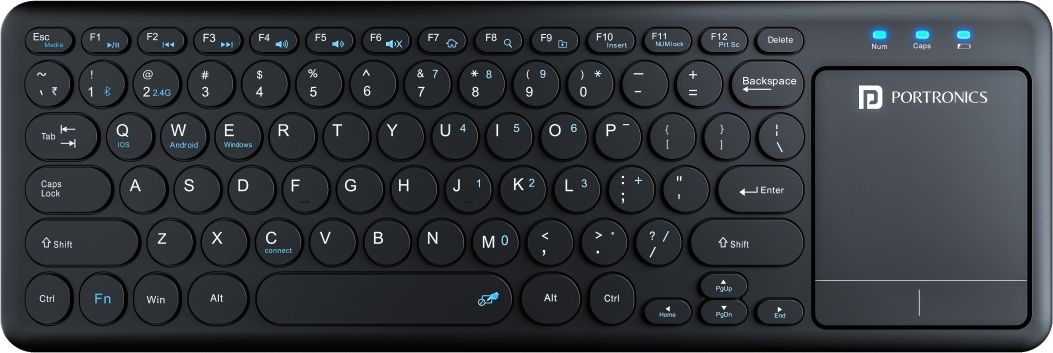 Portronics Bubble Pro Wireless Keyboard with Touchpad, 2.4 GHz Connectivity & Bluetooth, Wireless Handheld Laptop Keyboard-image-31