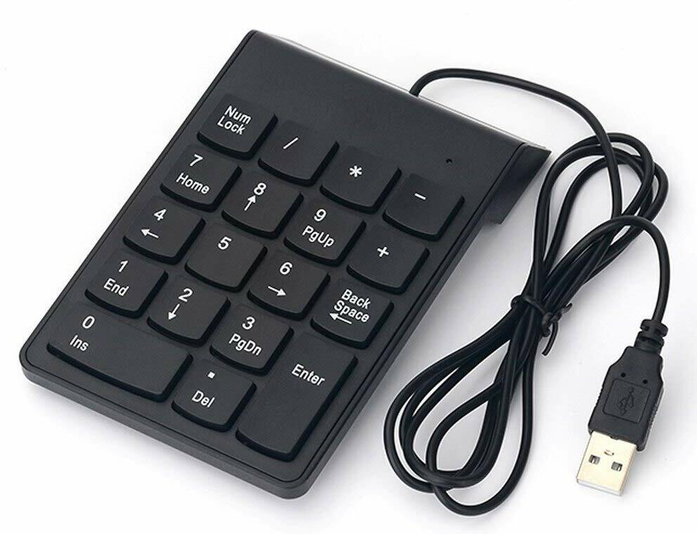 RuhZa Wired Numeric Keypad Slim Mini Number Pad Digital Keyboard 18 Keys Laptop Keyboard Replacement Key image 1