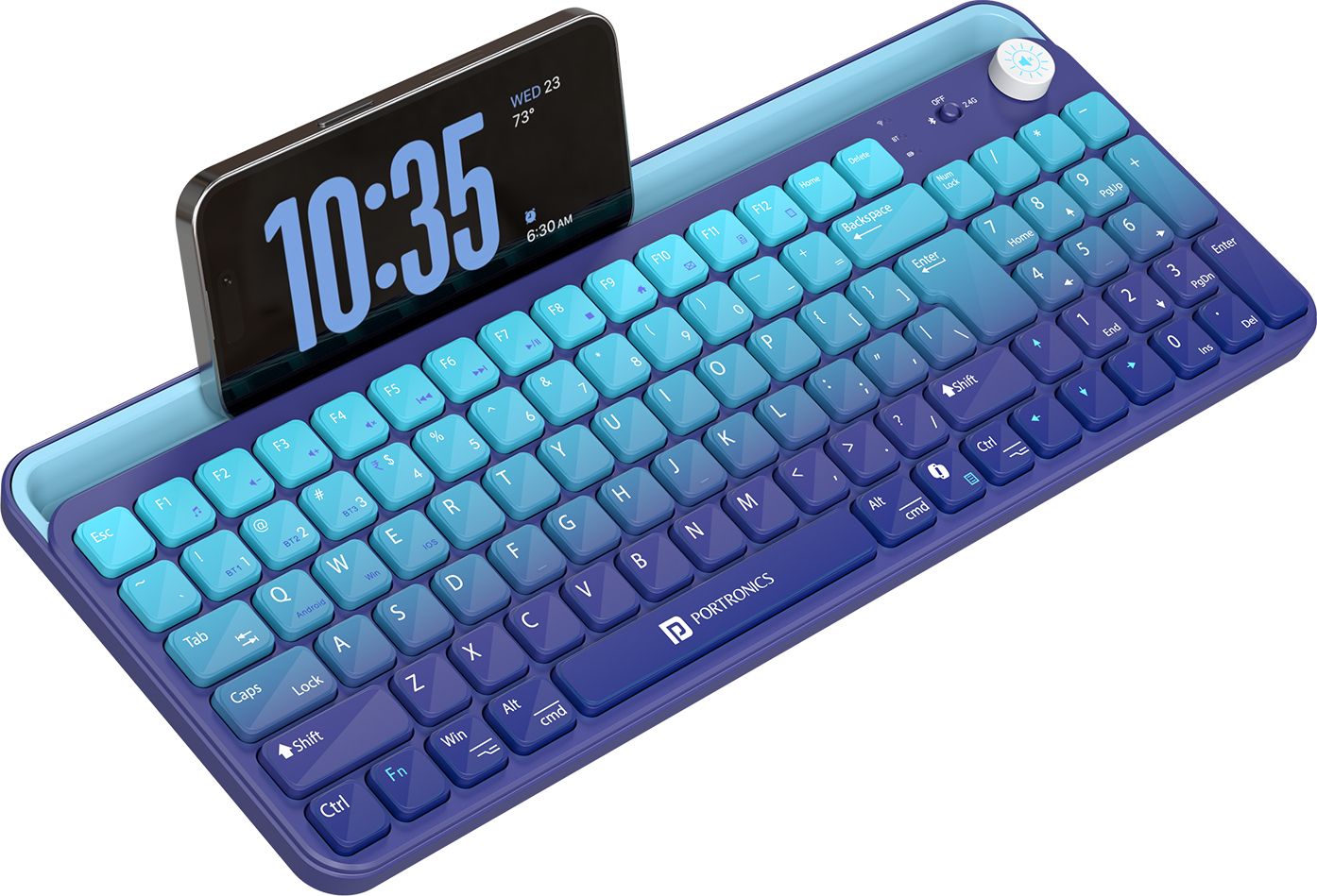 Portronics Bubble 4.0 Wireless Keyboard,BT,2.4GHz,Rechargeable Battery, Volume Control Knob Bluetooth, Wireless Standard Laptop Keyboard Compatible with Laptop, Desktop-picture-36