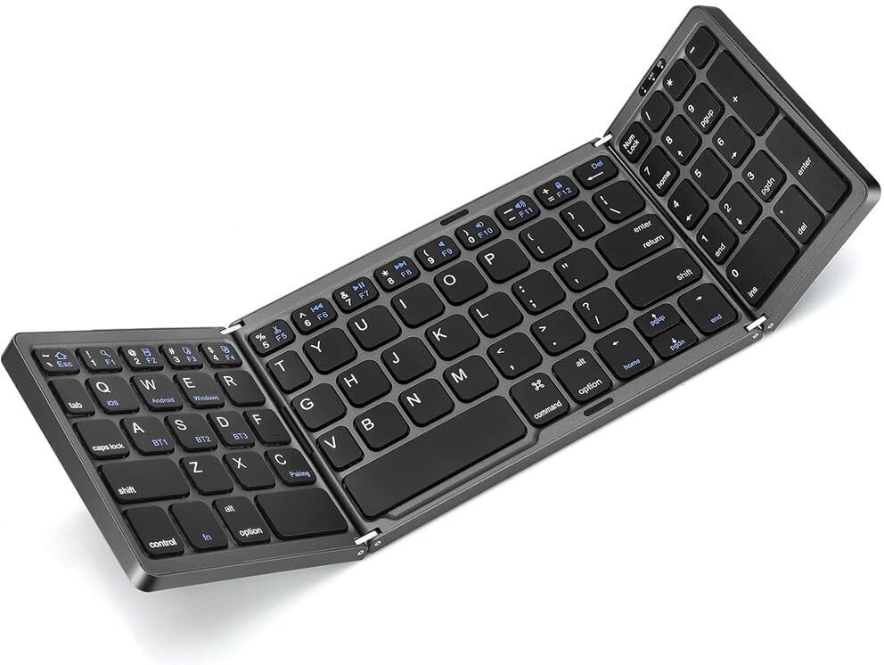 microware B089 Foldable Bluetooth Keyboard, 81-Key Multi-Device Foldable Wireless Keyboard Wireless, Wired USB Handheld Laptop Keyboard Compatible with Tablet, Laptop, iPad, Mac-image-37