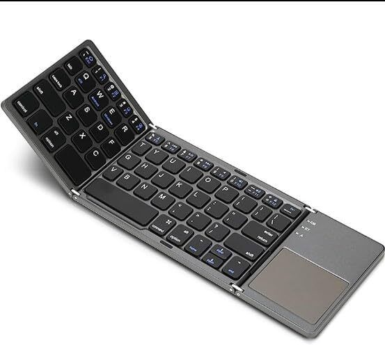 microware B033 Mini Bluetooth Folding Keyboard Keypad Touchpad Tablet Ipad Phone Wireless, Wired USB Handheld Multi-device Keyboard Compatible with Laptop, iPad, Tablet-picture-11