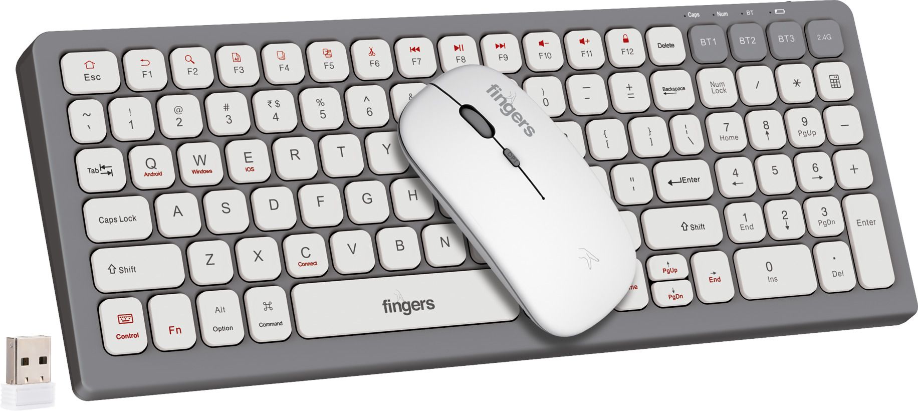 FINGERS ComboRegal-D4 With Mouse Wireless Standard Multi-device Keyboard Compatible with Desktop, Laptop, Mac, Tablet-image-35