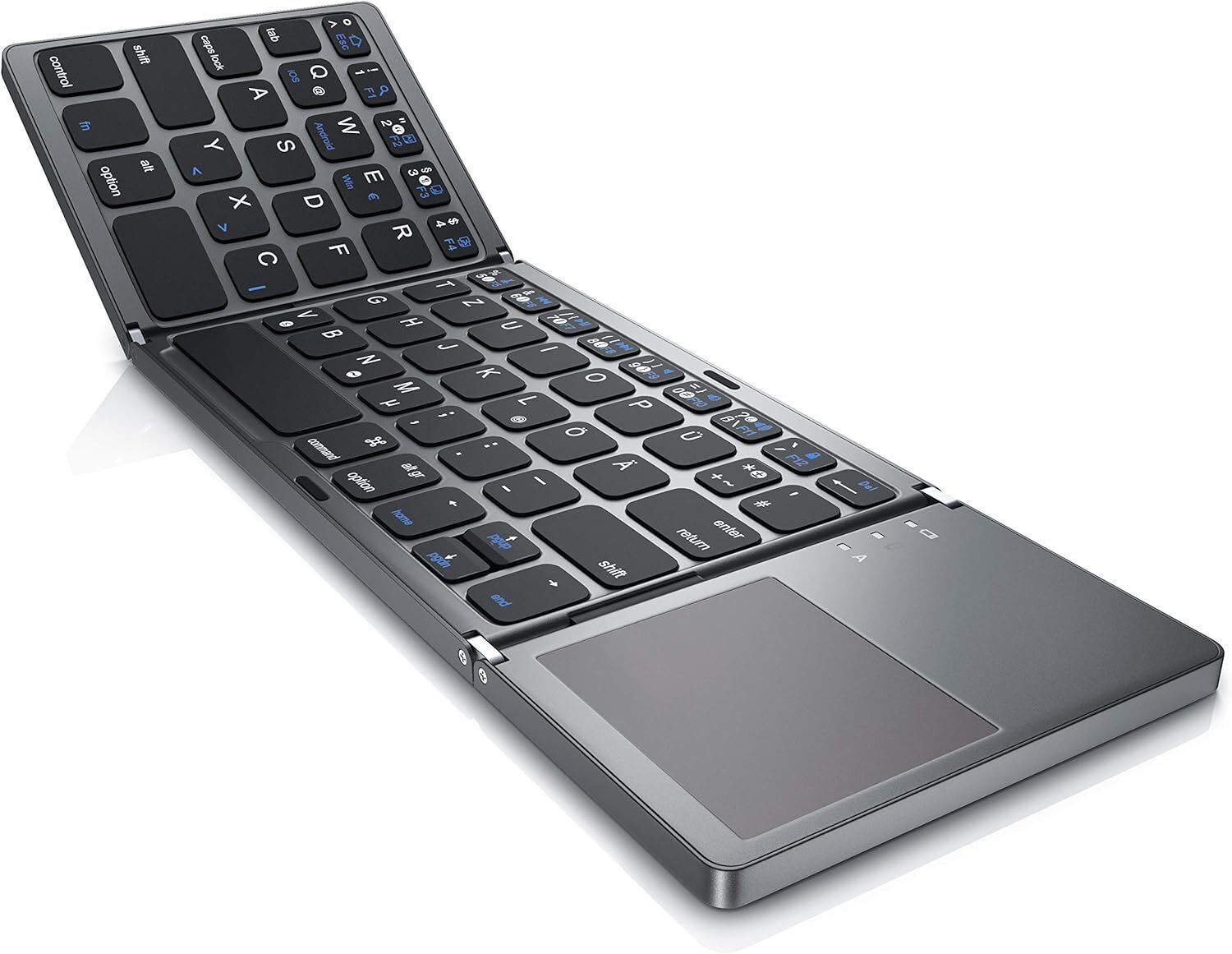 microware B033 Foldable Bluetooth Keyboard with Touch Pad Mouse Wireless, Wired USB Handheld Multi-device Keyboard Compatible with Laptop, iPad, Tablet-image-39