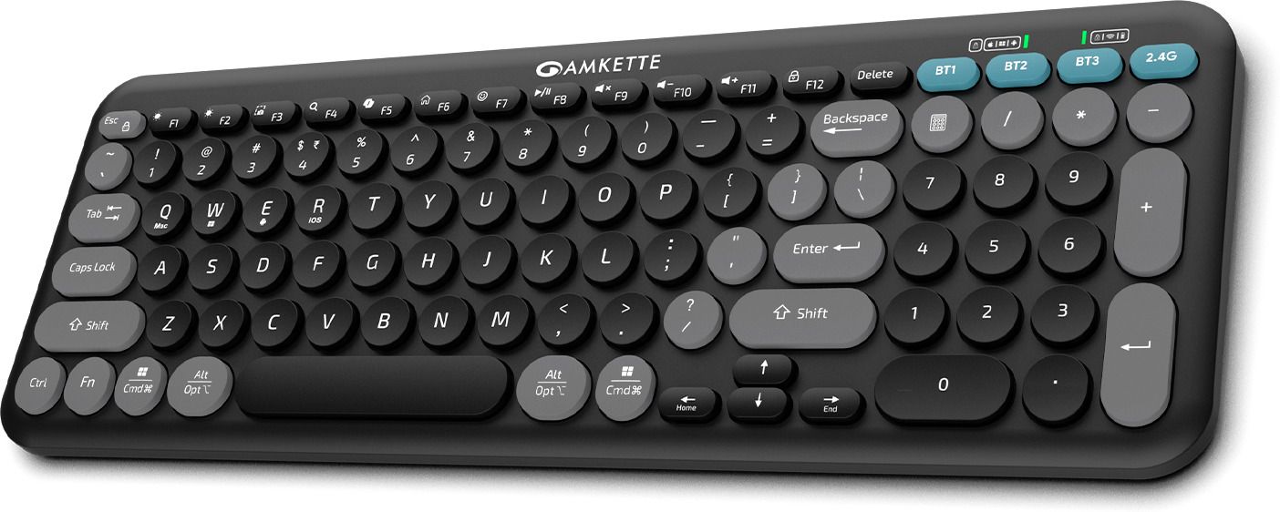 AMKETTE Optimus XL Plus 4 in 1 Type-C Rechargeable, One-Click Switch & AI Access Bluetooth, Wireless Standard Multi-device Keyboard Compatible with Desktop, Laptop, Mac, Tablet-picture-42