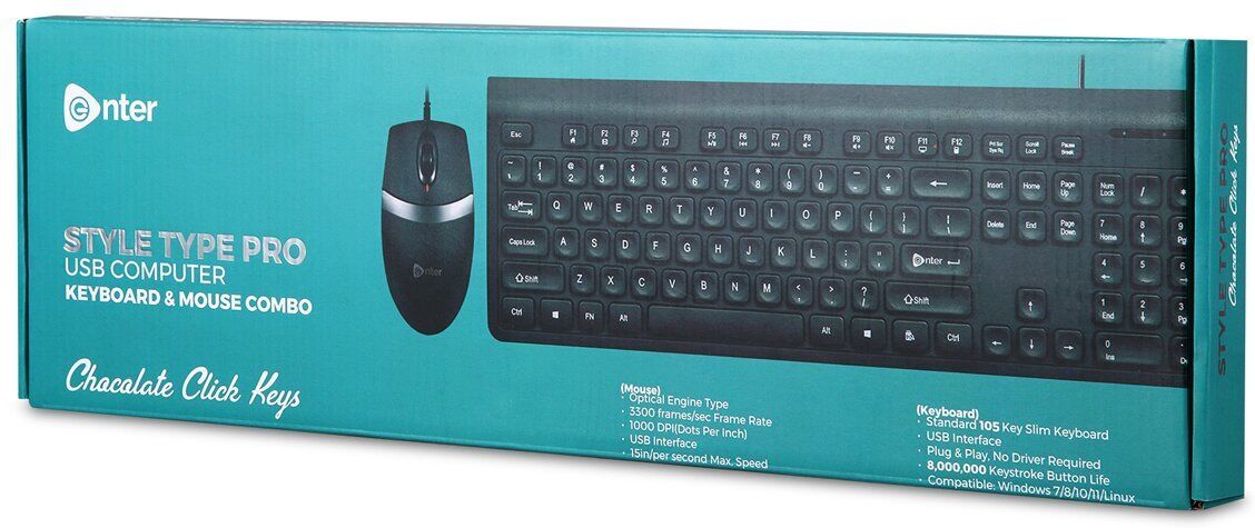 Enter StyleType Pro Combo Wired USB Standard Multi-device Keyboard Compatible with Desktop, Laptop, Mac, Tablet-image-42