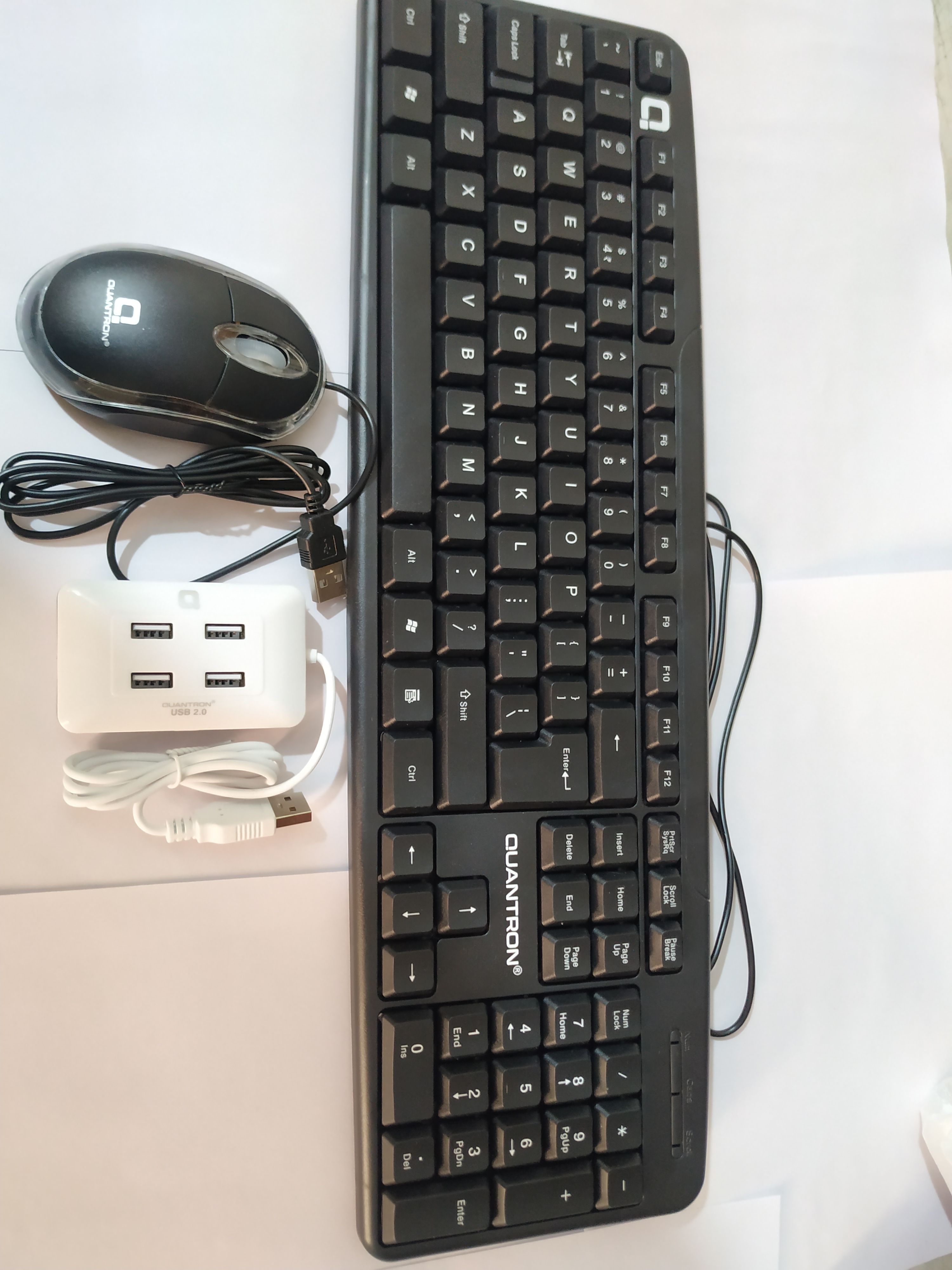 Quantron QKB -11 WIRED KEYBOARD + 220 USB HUB WHITE + 540 WIRED MOUSE COMBO PACK. Wired USB Standard Multi-device Keyboard Compatible with Desktop-image-45