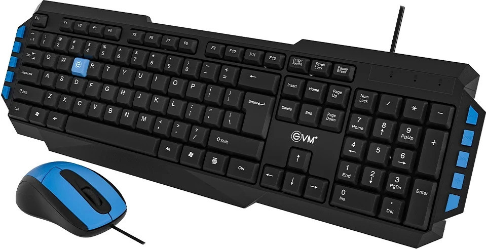 EVM Wired Keyboard Mouse Combo with Adjustable Height & 1000 DPI Wired USB Standard Multi-device Keyboard Compatible with Desktop, Laptop, Mac Led Indicator, 1.2 Cable Lenghth, Smooth keystrokes image 1