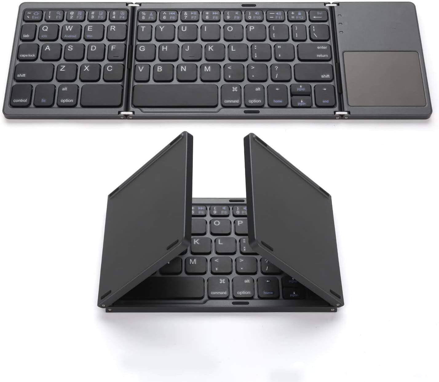 microware B033 Mini Folding Keyboard Bluetooth Foldable Wireless Keypad with Touchpad Wireless, Wired USB Handheld Multi-device Keyboard Compatible with Tablet, iPad-image-34