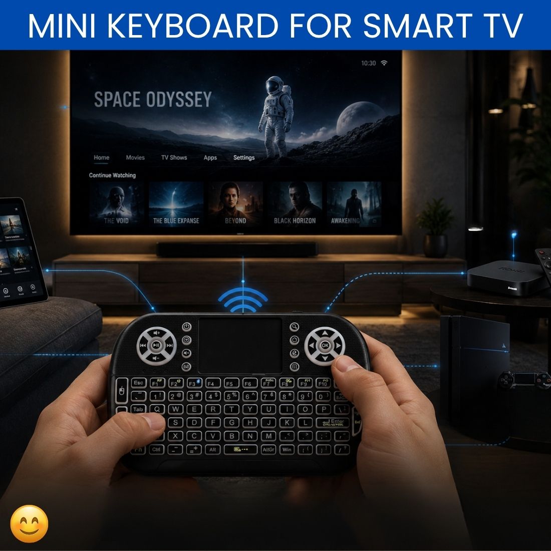 SYARA Mini Wireless Keyboard With Touchpad, 2.4GHz USB Receiver For Smart TV & PCQU43 Wireless Thumb-size Tablet Keyboard Compatible with Mac-image-46