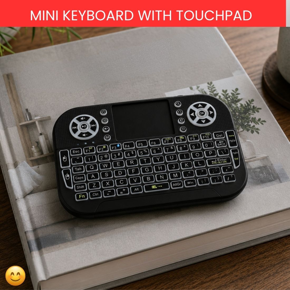SYARA Mini Wireless Keyboard With Touchpad, 2.4GHz USB Receiver For Smart TV & PCWU161 Wireless Thumb-size Tablet Keyboard Compatible with Laptop-image-42