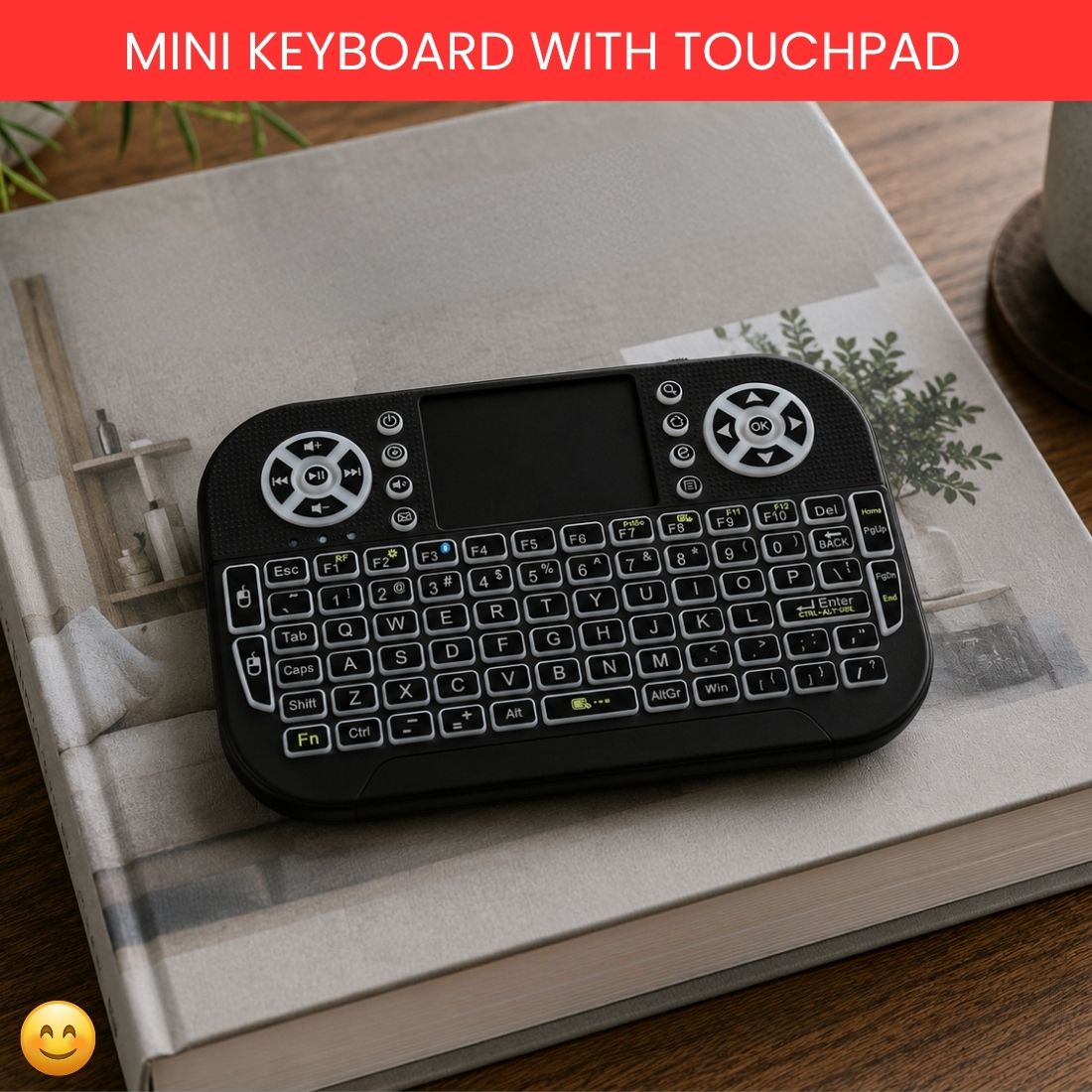 SYARA Mini Wireless Keyboard With Touchpad, 2.4GHz USB Receiver For Smart TV & PCWU212 Wireless Thumb-size Tablet Keyboard Compatible with Desktop-image-48