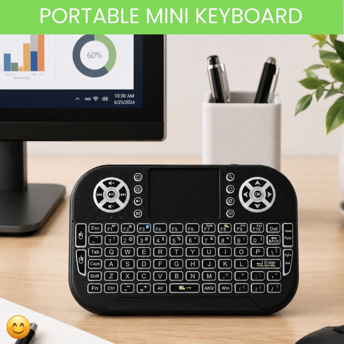 SYARA Mini Wireless Keyboard With Touchpad, 2.4GHz USB Receiver For Smart TV & PCQU283 Wireless Thumb-size Tablet Keyboard Compatible with Mac-image-38