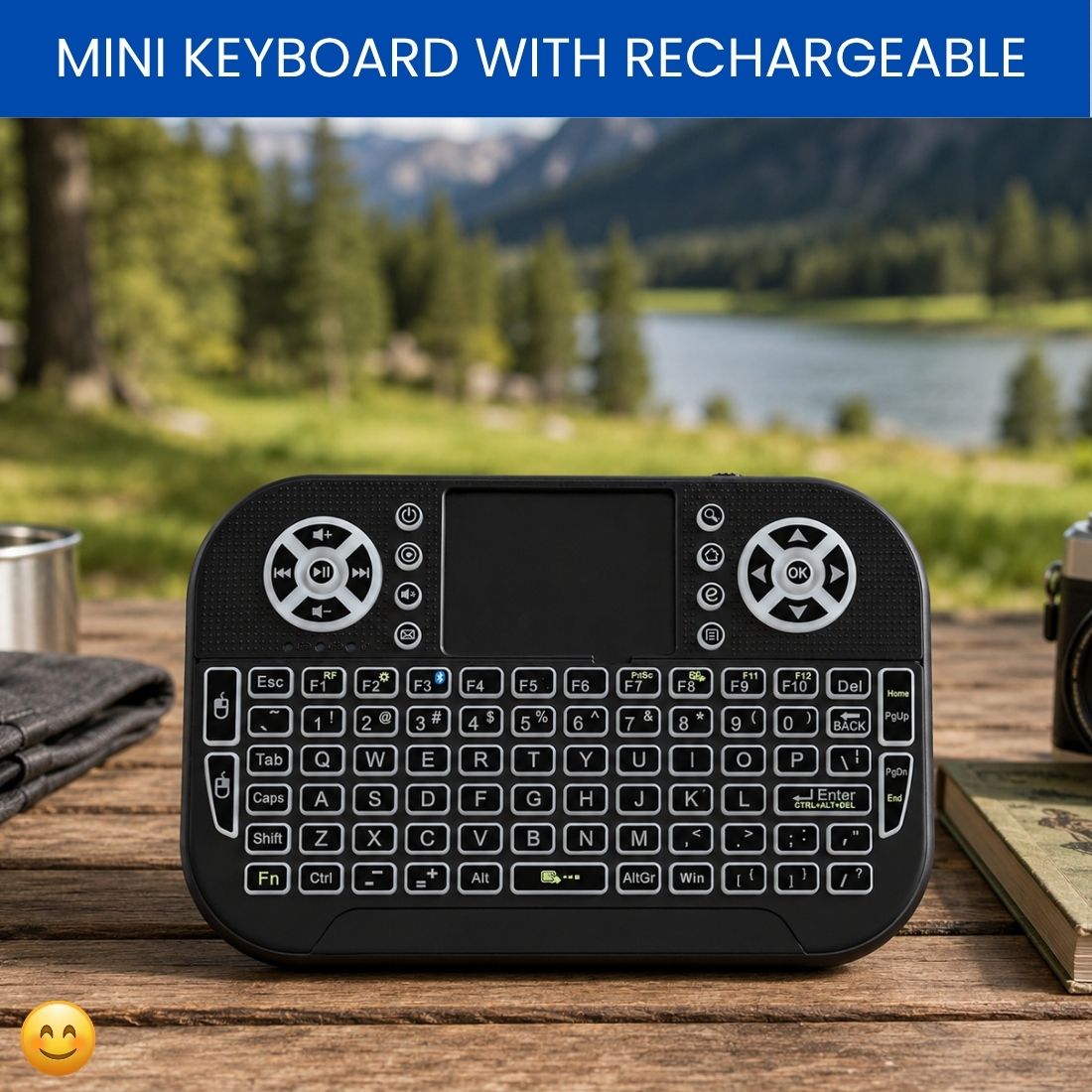 SYARA Mini Wireless Keyboard With Touchpad, 2.4GHz USB Receiver For Smart TV & PCEU249 Wireless Thumb-size Tablet Keyboard Compatible with Tablet-image-47