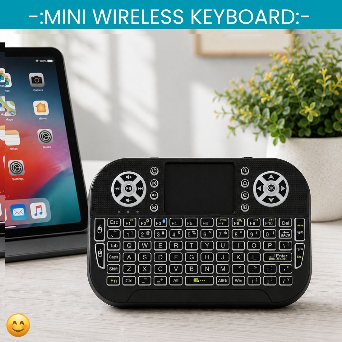 Clairbell Mini Wireless Keyboard With Touchpad, 2.4GHz USB Receiver For Smart TV & PCWI362 Wireless Thumb-size Tablet Keyboard Compatible with Desktop-image-37