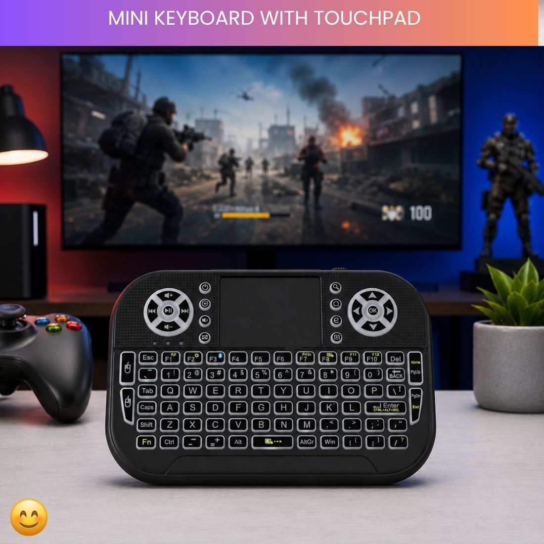 SYARA Mini Wireless Keyboard With Touchpad, 2.4GHz USB Receiver For Smart TV & PCQU247 Wireless Thumb-size Tablet Keyboard Compatible with Desktop-image-49