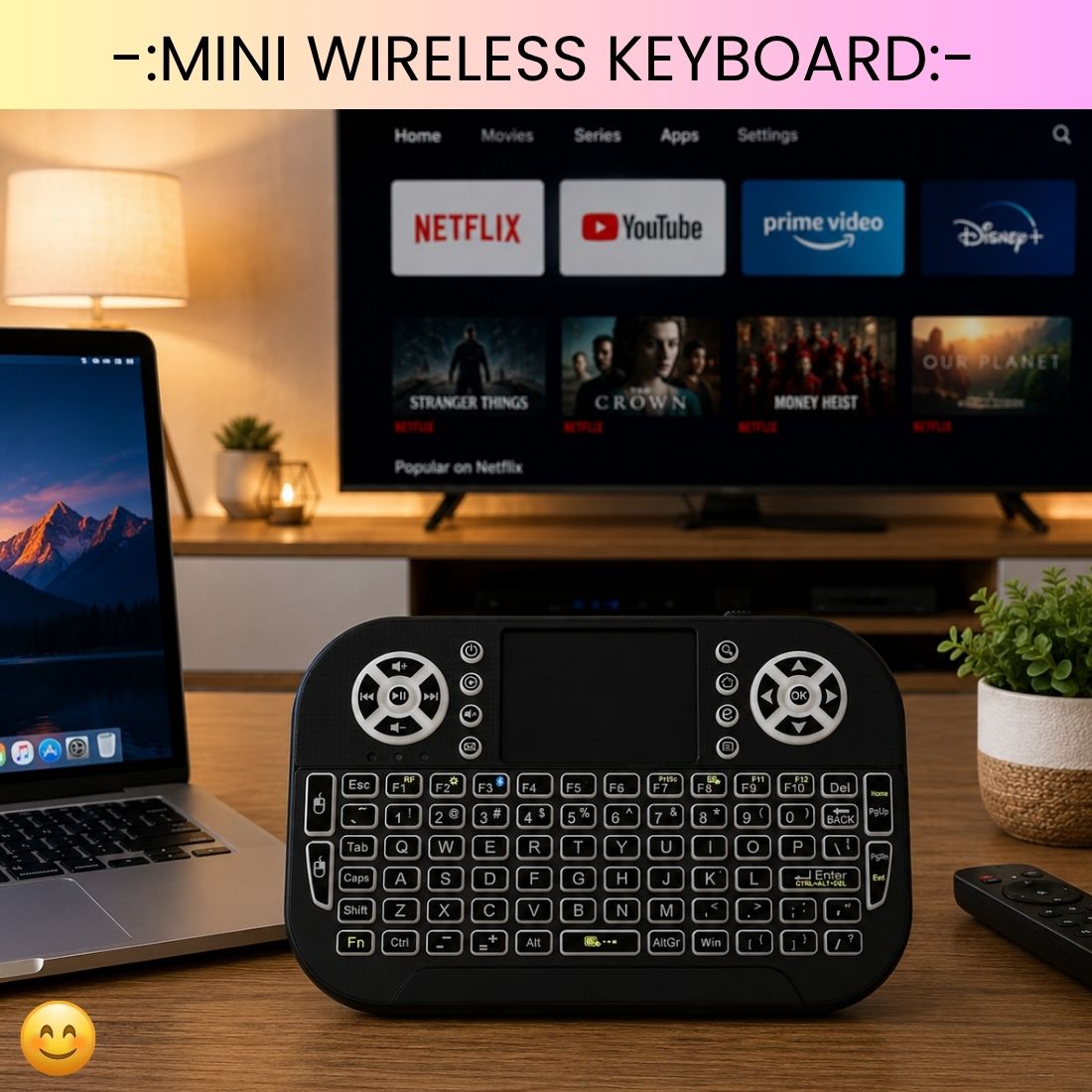 SYARA Mini Wireless Keyboard With Touchpad, 2.4GHz USB Receiver For Smart TV & PCEU228 Wireless Thumb-size Tablet Keyboard Compatible with Mac-image-40