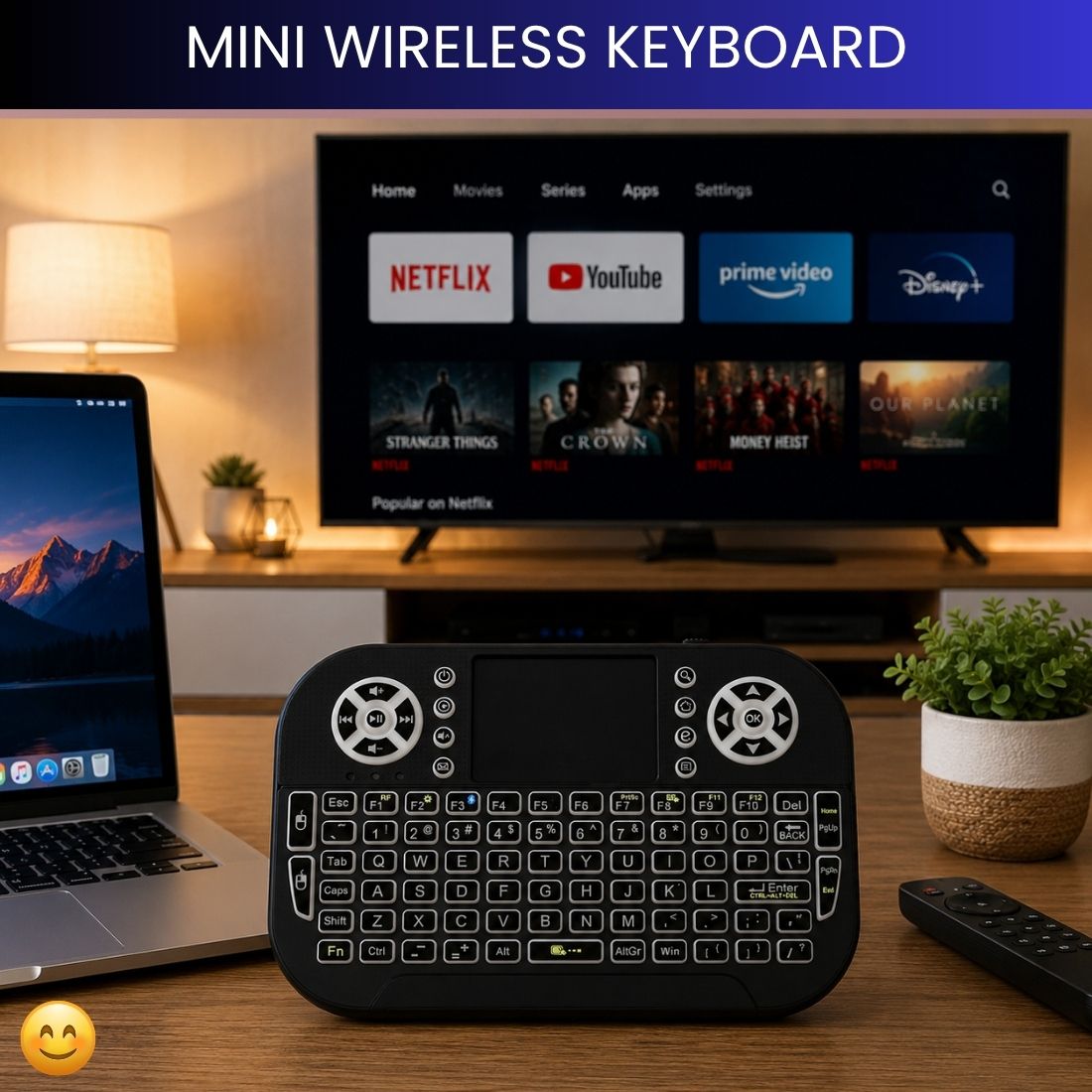 SYARA Mini Wireless Keyboard With Touchpad, 2.4GHz USB Receiver For Smart TV & PCEU348 Wireless Thumb-size Tablet Keyboard Compatible with Mac-image-36