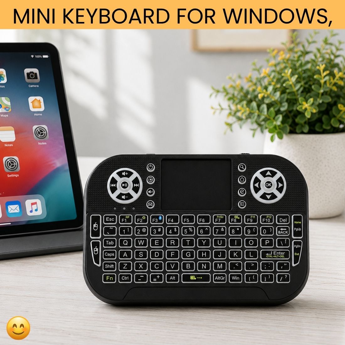 SYARA Mini Wireless Keyboard With Touchpad, 2.4GHz USB Receiver For Smart TV & PCEU3 Wireless Thumb-size Tablet Keyboard Compatible with Mac-image-42