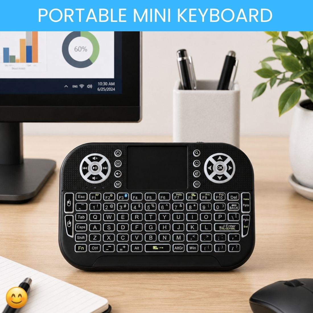 SYARA Mini Wireless Keyboard With Touchpad, 2.4GHz USB Receiver For Smart TV & PCWU461 Wireless Thumb-size Tablet Keyboard Compatible with Laptop-image-34