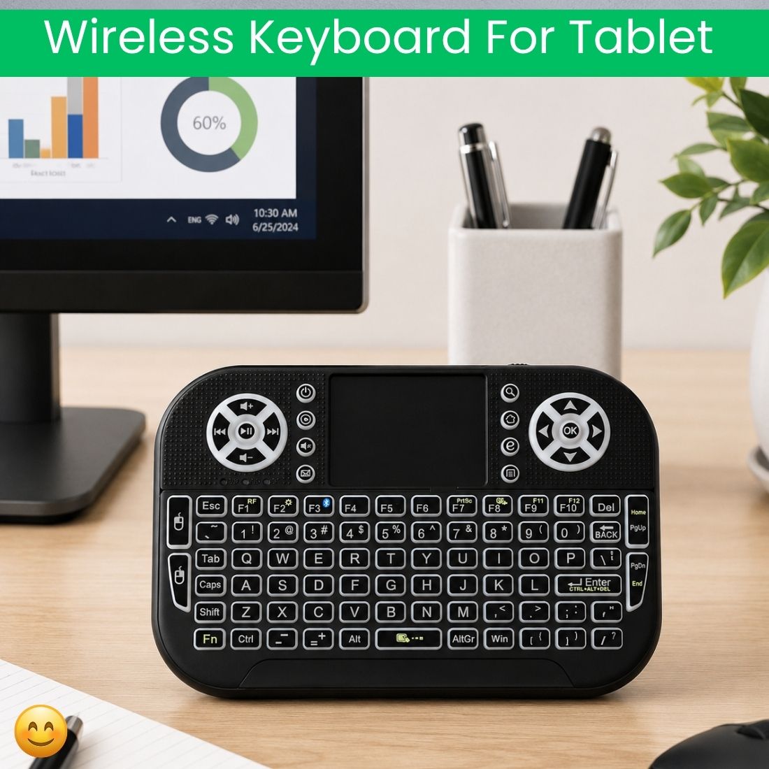 SYARA Mini Wireless Keyboard With Touchpad, 2.4GHz USB Receiver For Smart TV & PCEU288 Wireless Thumb-size Tablet Keyboard Compatible with Mac-image-33