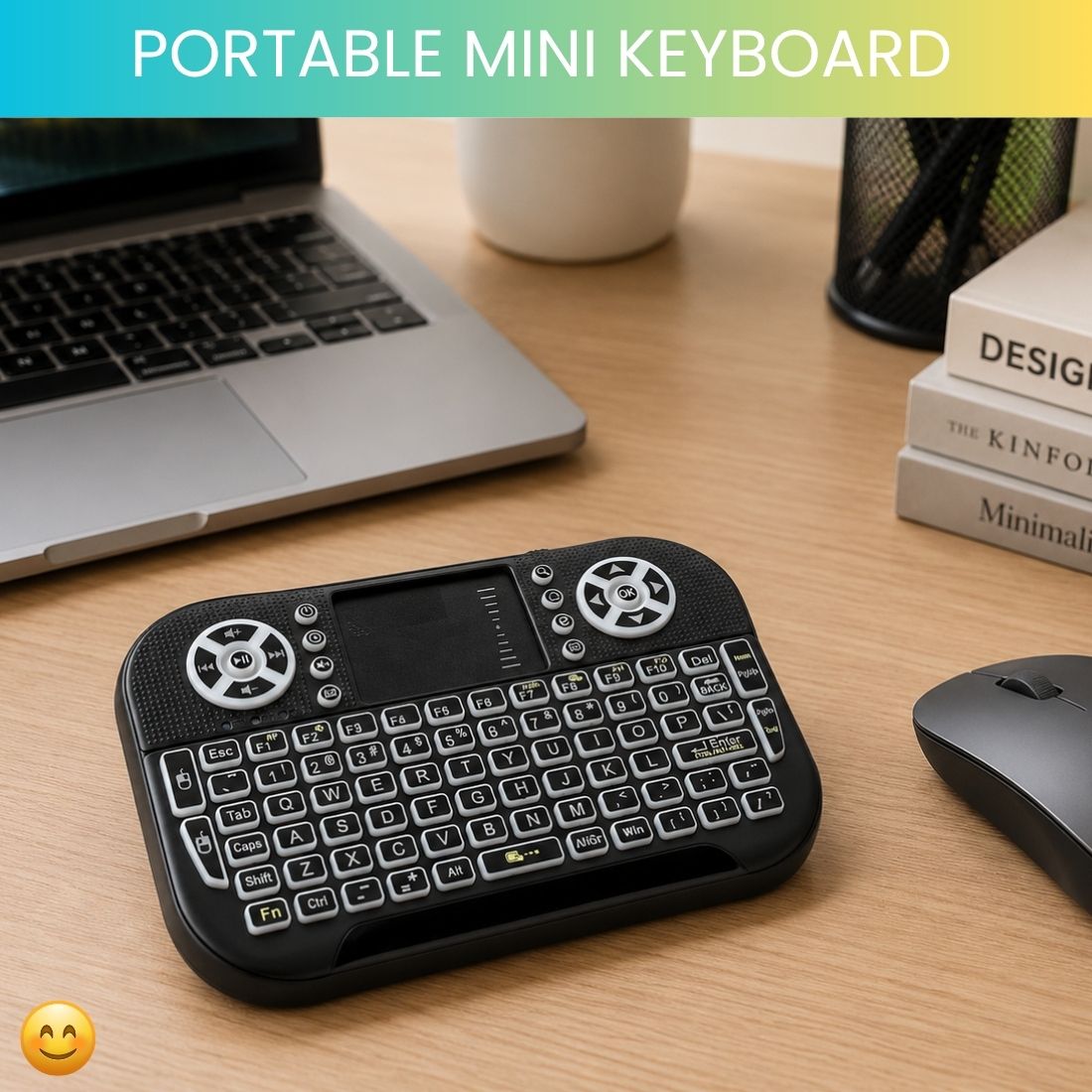 SYARA Mini Wireless Keyboard With Touchpad, 2.4GHz USB Receiver For Smart TV & PCWU488 Wireless Thumb-size Tablet Keyboard Compatible with Mac-image-35