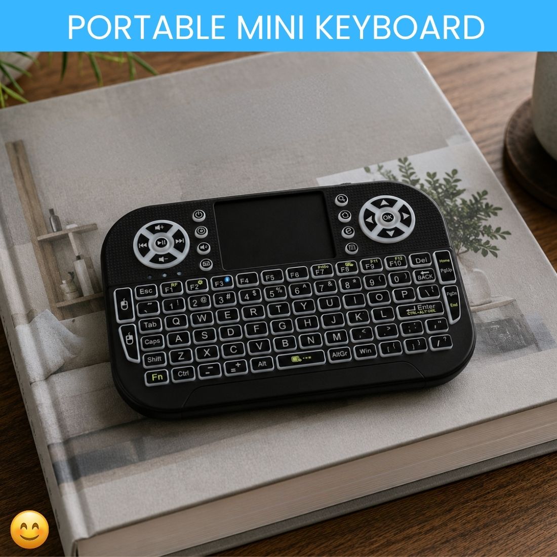 Clairbell Mini Wireless Keyboard With Touchpad, 2.4GHz USB Receiver For Smart TV & PCEI216 Wireless Thumb-size Tablet Keyboard Compatible with Laptop-image-38