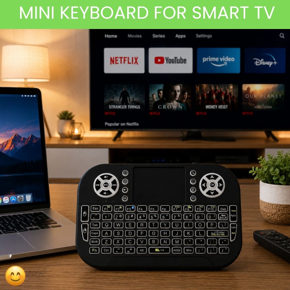SYARA Mini Wireless Keyboard With Touchpad, 2.4GHz USB Receiver For Smart TV & PCQU157 Wireless Thumb-size Tablet Keyboard Compatible with Desktop-image-37