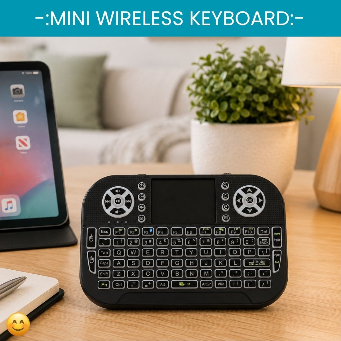 SYARA Mini Wireless Keyboard With Touchpad, 2.4GHz USB Receiver For Smart TV & PCWU140 Wireless Thumb-size Tablet Keyboard Compatible with iPad-image-31