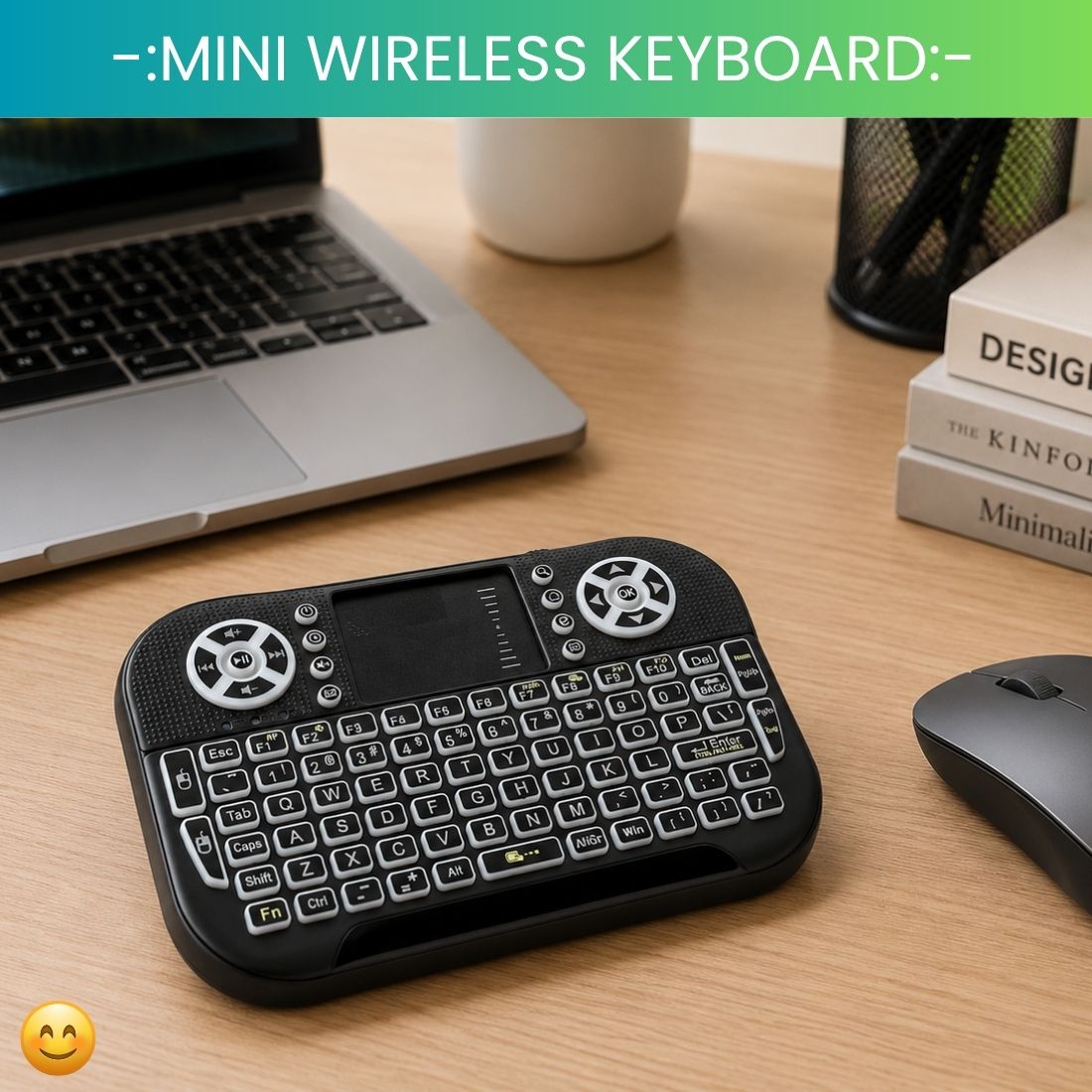 SYARA Mini Wireless Keyboard With Touchpad, 2.4GHz USB Receiver For Smart TV & PCWU107 Wireless Thumb-size Tablet Keyboard Compatible with Desktop-image-40