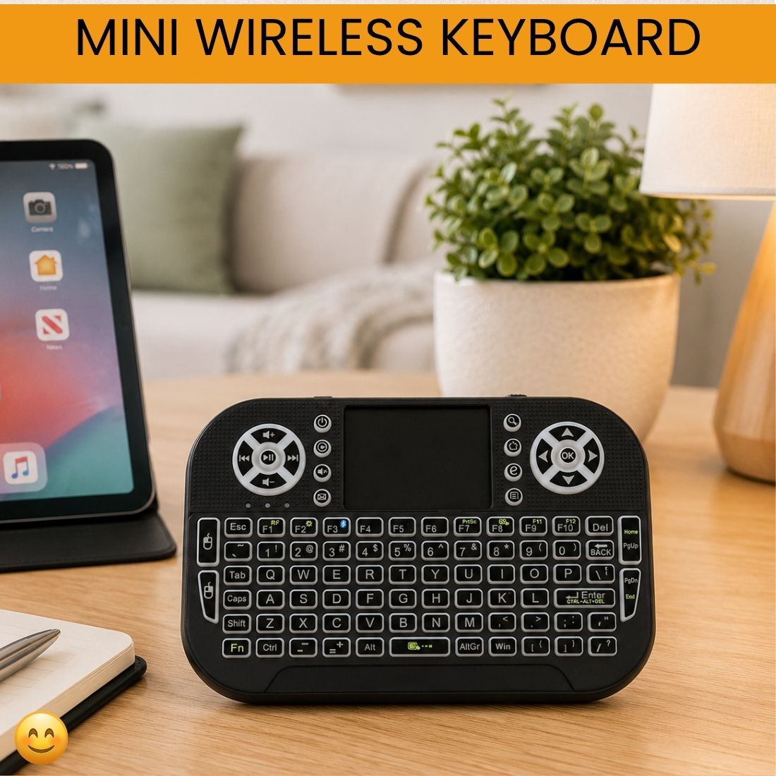 SYARA Mini Wireless Keyboard With Touchpad, 2.4GHz USB Receiver For Smart TV & PCEU162 Wireless Thumb-size Tablet Keyboard Compatible with Desktop-image-45