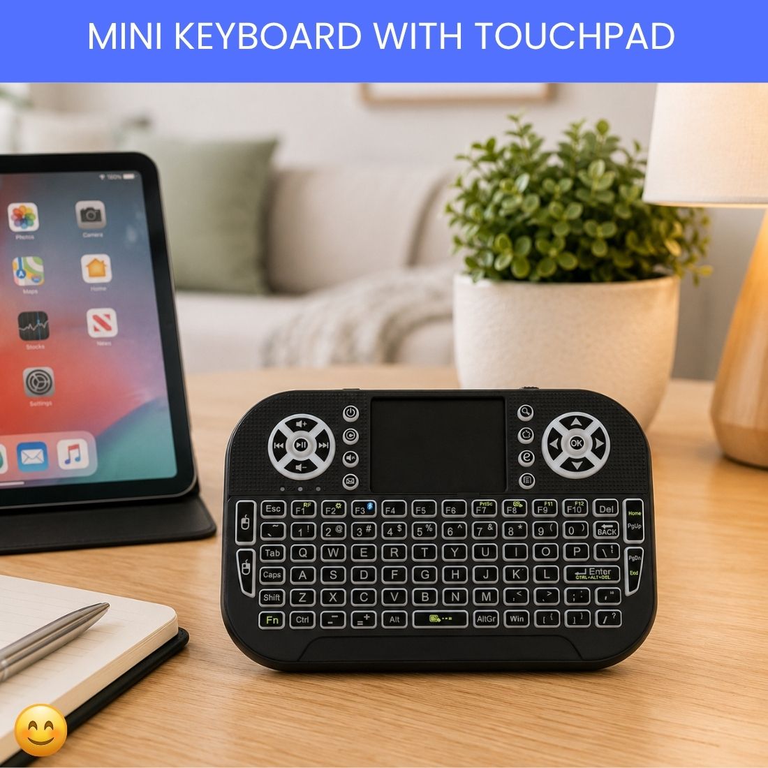 SYARA Mini Wireless Keyboard With Touchpad, 2.4GHz USB Receiver For Smart TV & PCEU192 Wireless Thumb-size Tablet Keyboard Compatible with Desktop-image-38