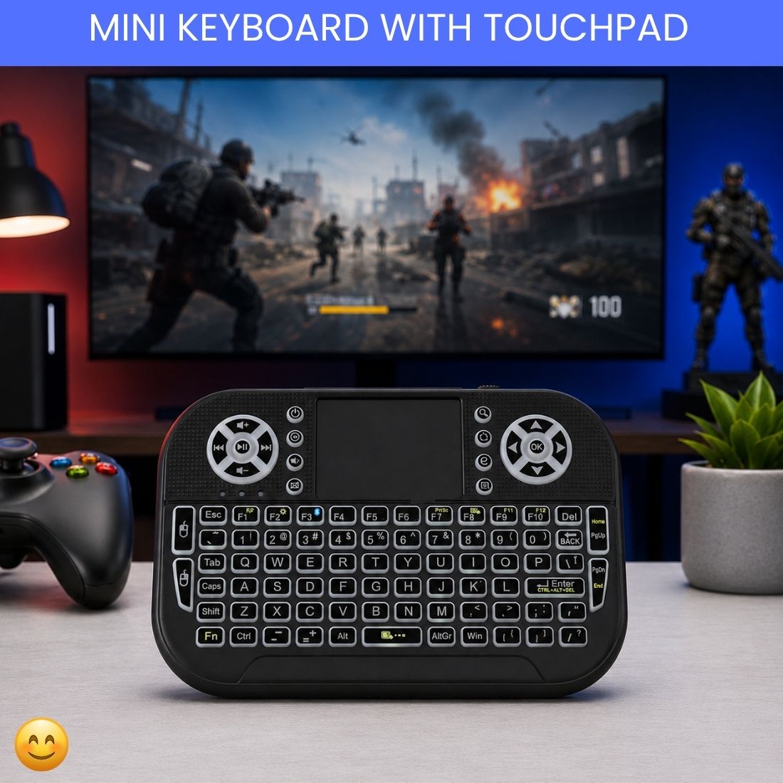 Clairbell Mini Wireless Keyboard With Touchpad, 2.4GHz USB Receiver For Smart TV & PCEI177 Wireless Thumb-size Tablet Keyboard Compatible with Desktop-image-35
