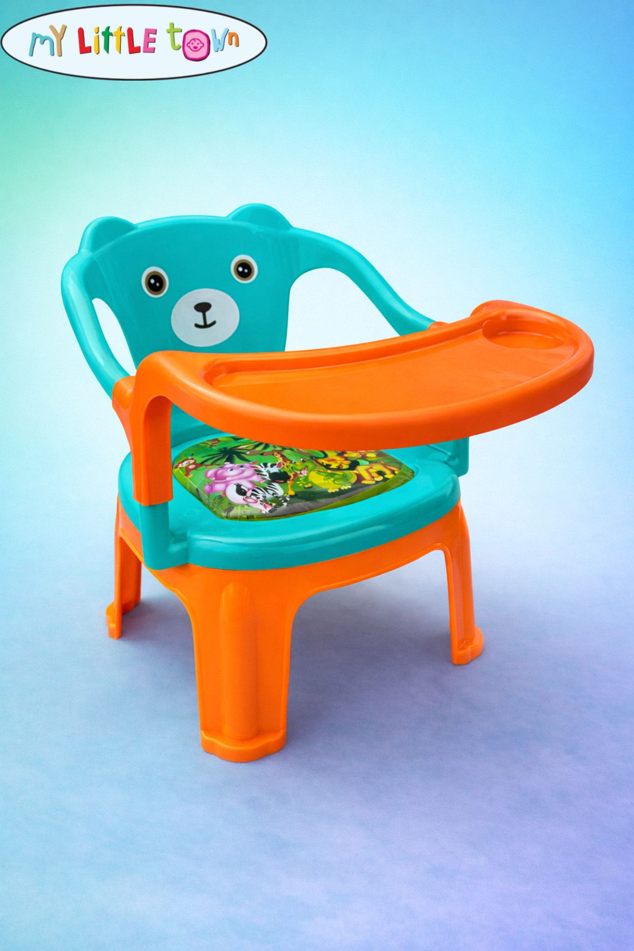 Kids Feeding Chair Light Blue |Whistling Cushioned Chair | Baby chair