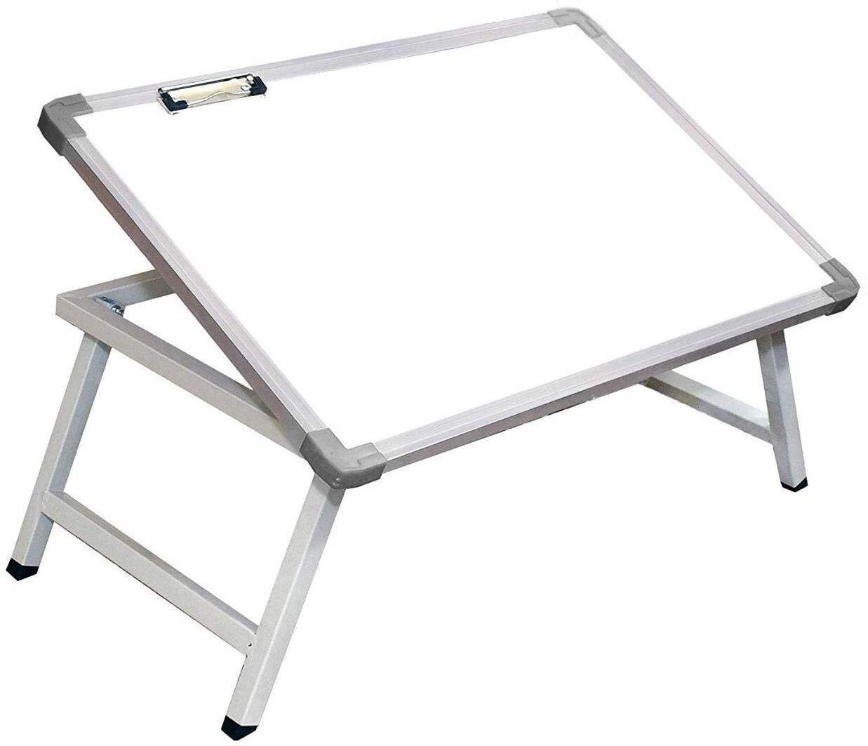Multi Purpose White Board Study Table with Paper Holding Clip Portable Table Wood Portable Laptop Table-image-3