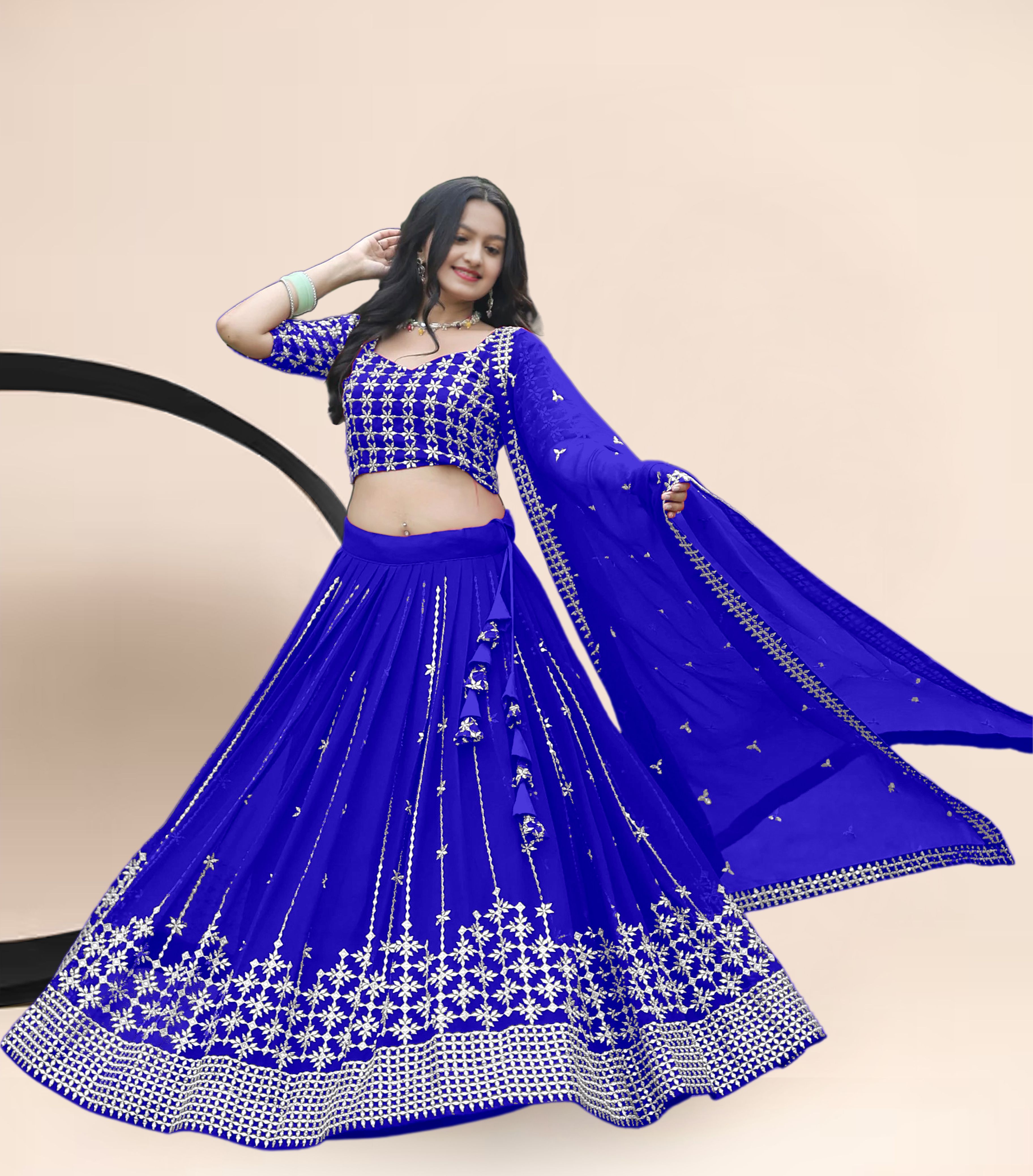 f plus fashion Embroidered Semi Stitched Lehenga Choli-picture-25