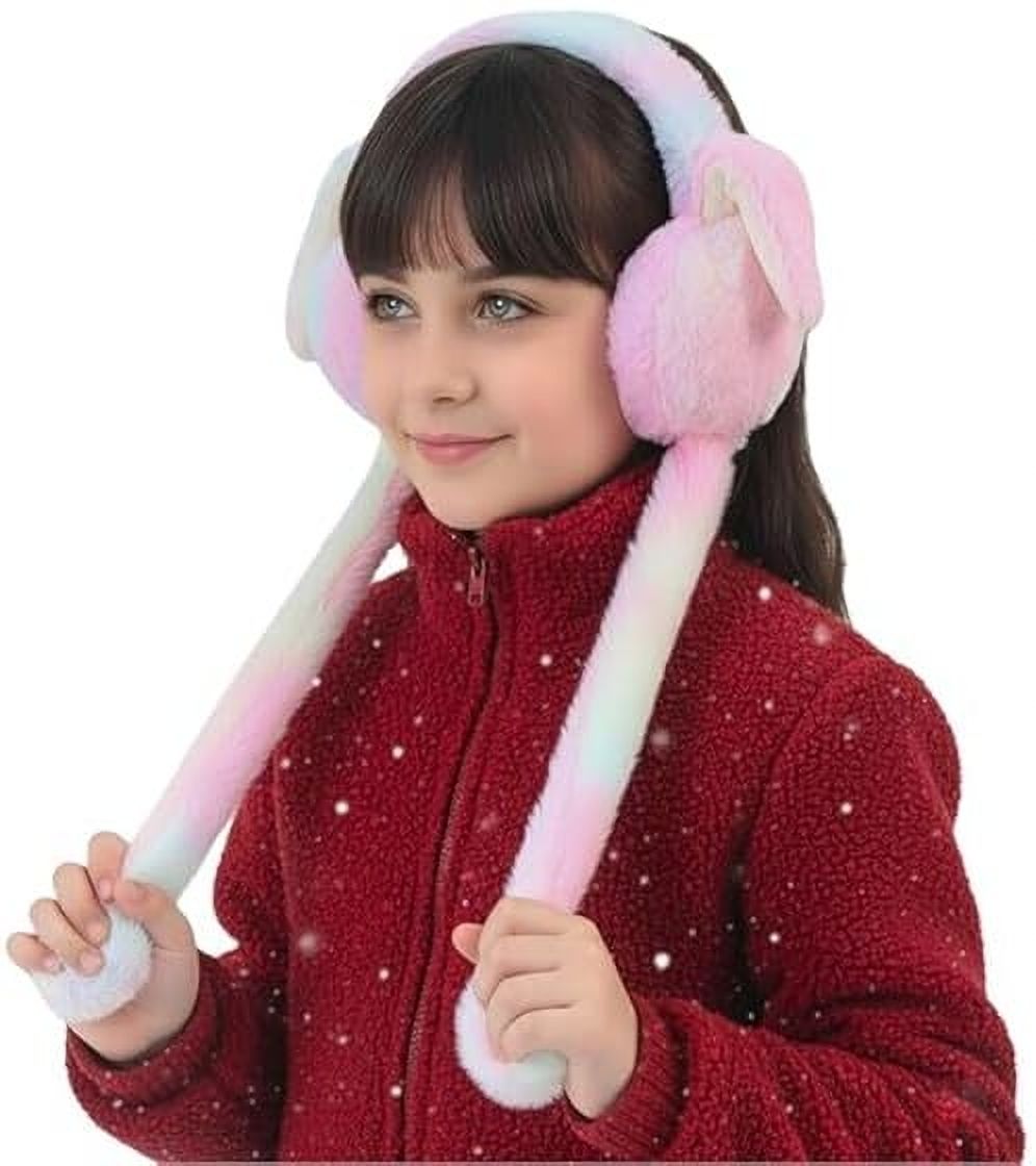 ecosky Rainbow Bunny Ear Headband with Animated Flapping Ears & Cute Chu-Chu Sound-32 Ear Muff-picture-5