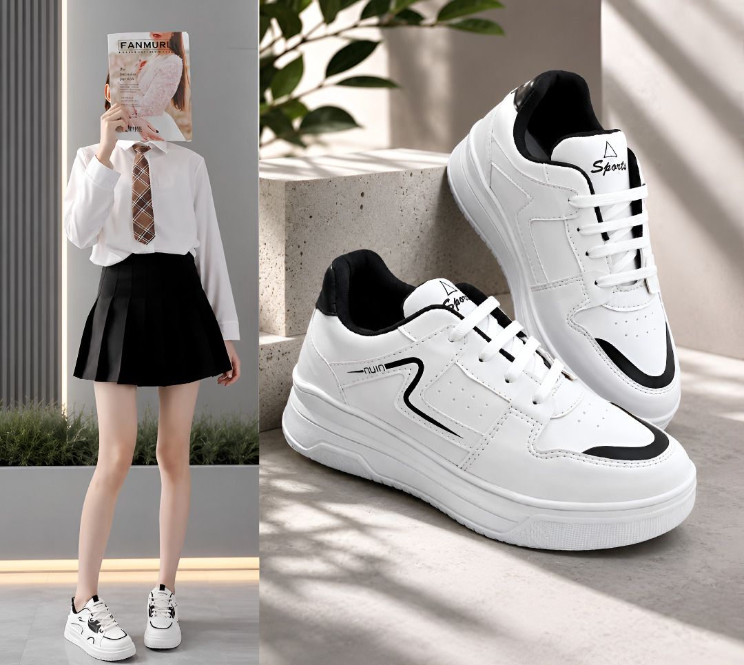 Flexro Women Chunky Platform Sneakers Casual Lace-Up Shoes Sneakers For Women-image-42