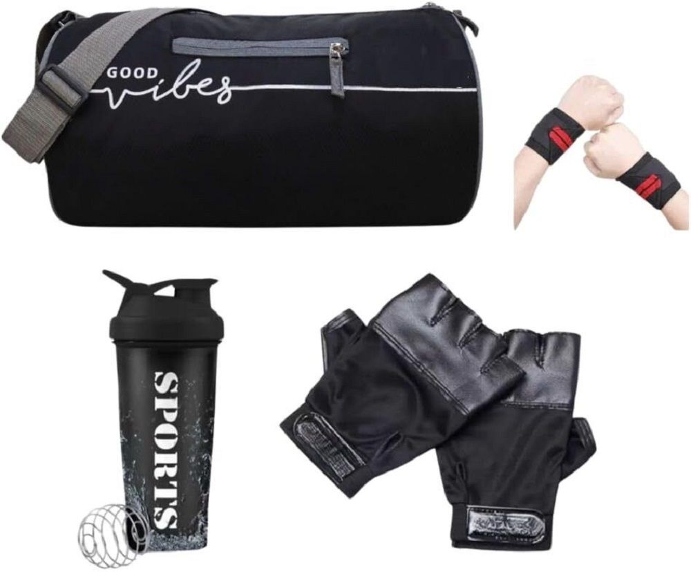 Ideal for Workouts Waterproof Sports Duffle Bag with Bottle,Wristband & Gloves Fitness Accessory Kit Kit-image-49